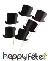 6 photobooth haut de forme noirs