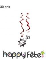 6 suspensions nombre anniversaire, métallisées, image 3