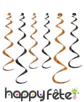 6 Suspensions spirales orange et noires