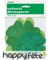 6 Trèfles paillettés St Patrick en papier, image 2