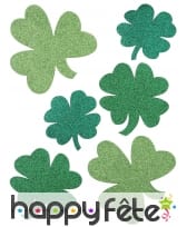 6 Trèfles paillettés St Patrick en papier