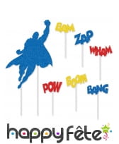 7 décos super héros et onomatopées pour gâteau