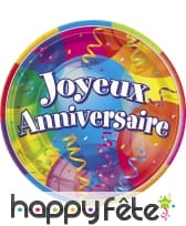 8 assiettes joyeux anniversaire