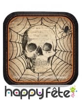 8 assiettes t&ecirc;te de mort et araign&eacute;e de 18 cm
