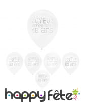 8 Ballons blancs danniversaire avec âge imprimé