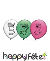 8 Ballons colorés imprimé Peppa Pig