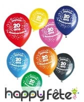 8 ballons joyeux anniversaire et âge imprimé, image 1