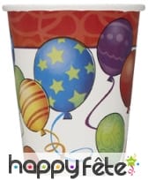 8 gobelets en carton décorés de ballons