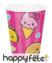 8 Gobelets Junk Food rose en carton