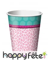 8 Gobelets mortifs léopard rose