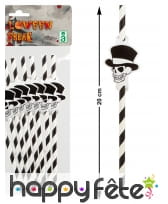 8 Pailles rayées blanc noir avec crâne, image 1