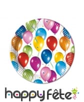 Assiettes ballons multicolores, en carton