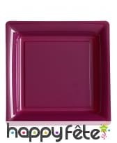 Assiettes carrées en plastique coloris uni, image 1