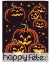 Autocollants citrouilles fond noire pour fenêtre