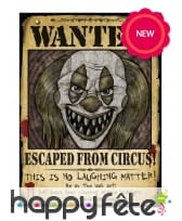 Affiche clown tueur Wanted de 30 x 40 cm