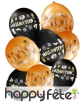 Assortiment de 8 ballons orange et noir halloween