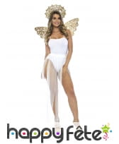 Auréole et ailes d'ange dorées pour adulte