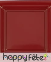 Assiette en plastique carrée bordeaux