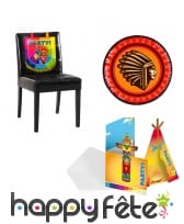 Assiettes profil Indien sur fond orange, en carton