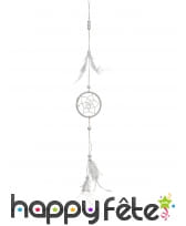 Attrape rêve indien blanc à plumes de 35 cm