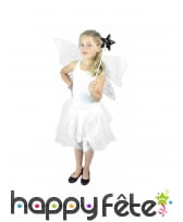 Ailes, tutu blanc, baguette argentée de petite fée