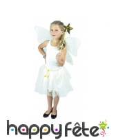 Ailes, tutu et baguette blanc doré de petite fée