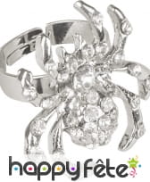 Bague araignée argentée et strass