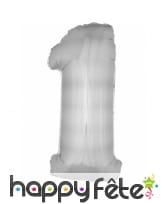 Ballon aluminium chiffre argenté, 1m, image 1