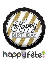 Ballon aluminium d'anniversaire noir et or, image 1