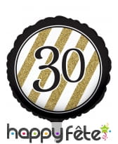 Ballon aluminium d'anniversaire noir et or, image 3
