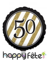 Ballon aluminium d'anniversaire noir et or, image 5