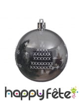 Boule argentée de Noël sapin et flocons 8cm