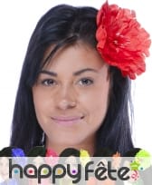 Barrette avec grosse fleur fluo, image 1