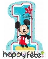 Ballon anniversaire Mickey Mouse chiffre 1 71cm