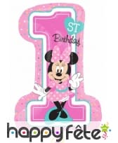 Ballon anniversaire Minnie Mouse chiffre 1 de 71cm