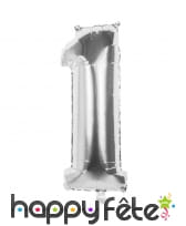 Ballon argenté métallisé en forme de chiffre, image 2