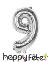 Ballon argenté métallisé en forme de chiffre, image 10