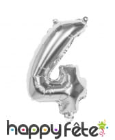 Ballon argenté métallisé en forme de chiffre, image 5