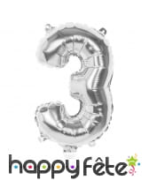 Ballon argenté métallisé en forme de chiffre, image 4