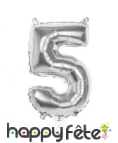 Ballon argenté métallisé en forme de chiffre, image 6