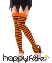 Bas avec rayures noires et orange