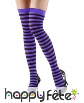 Bas avec rayures noires et violettes