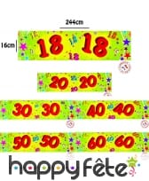 Banderole âge sur fond vert en papier 244cm