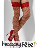 Bas à très larges mailles rouges