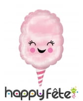 Ballon barbe à papa rose souriante, 45 x 76 cm