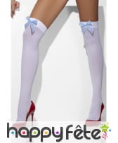 Bas blanc avec noeud vichy bleu, image 1