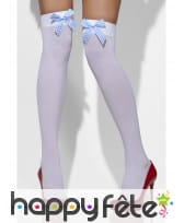 Bas blanc avec noeud vichy bleu, image 2