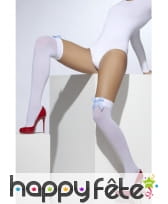 Bas blanc avec noeud vichy bleu