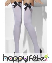 Bas blancs autofixants avec noeud noir, image 1