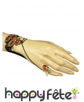 Bracelet bague avec gemmes rouges, image 1